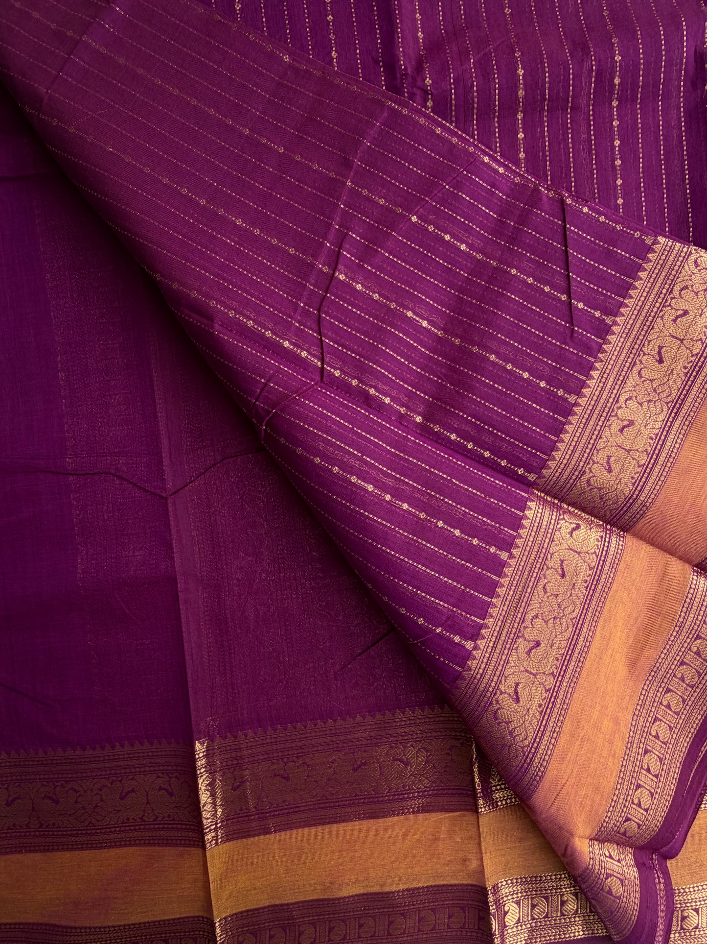 Kanchi Cotton saree with Vairaoosi weaves & grand pallu - violet