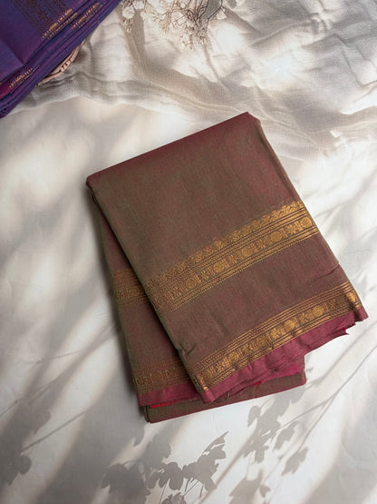 Kanchi cotton saree with zari border dual tone