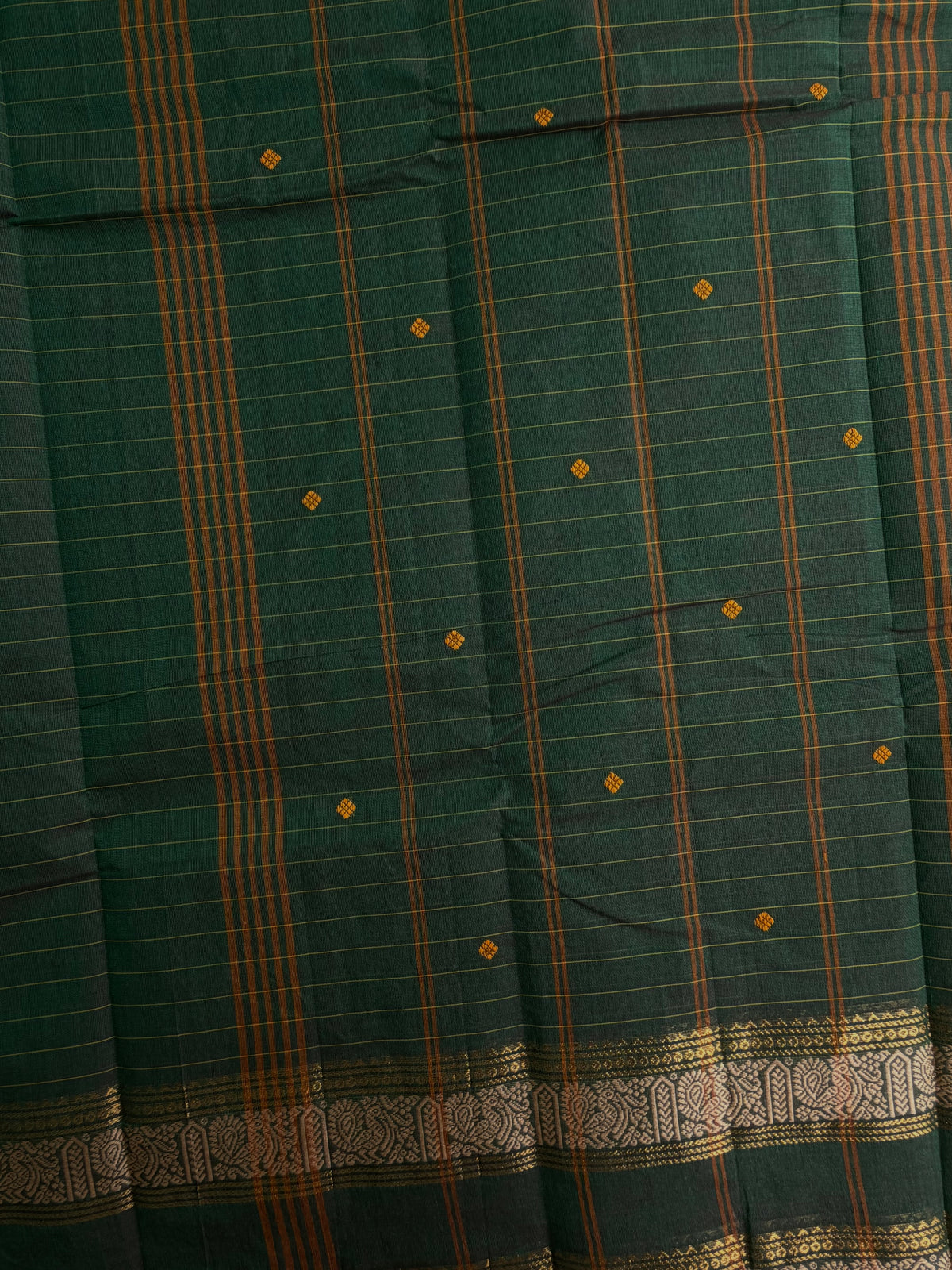 Kanchi cotton saree in kattam pattern with butta weaves