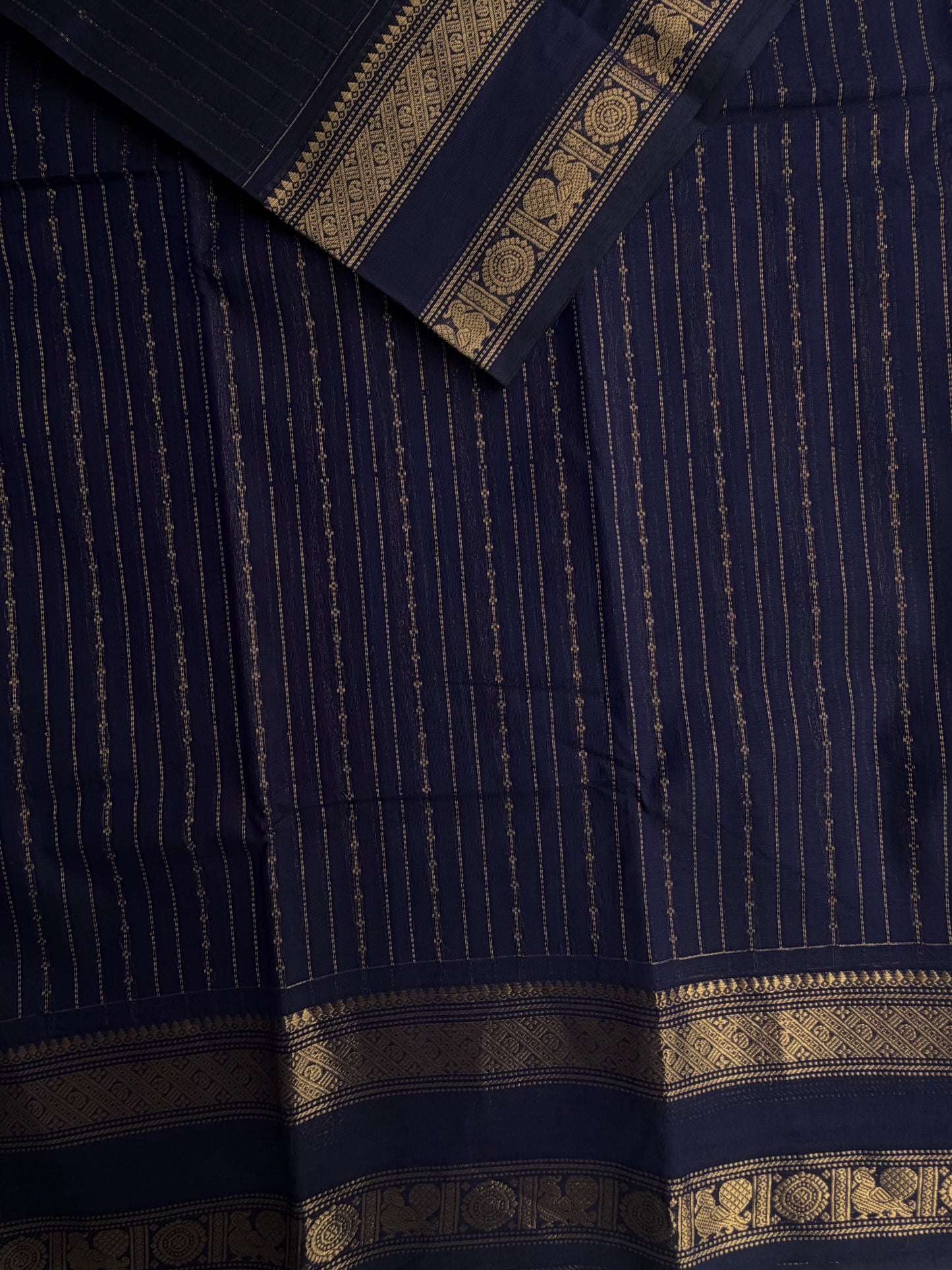 Kanchi cotton saree with vairaoosi weaves blue