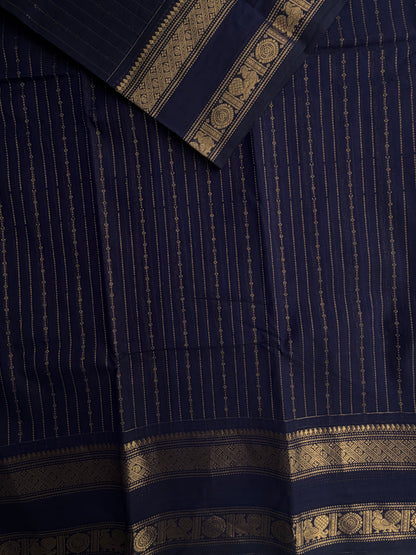 Kanchi cotton saree with vairaoosi weaves blue