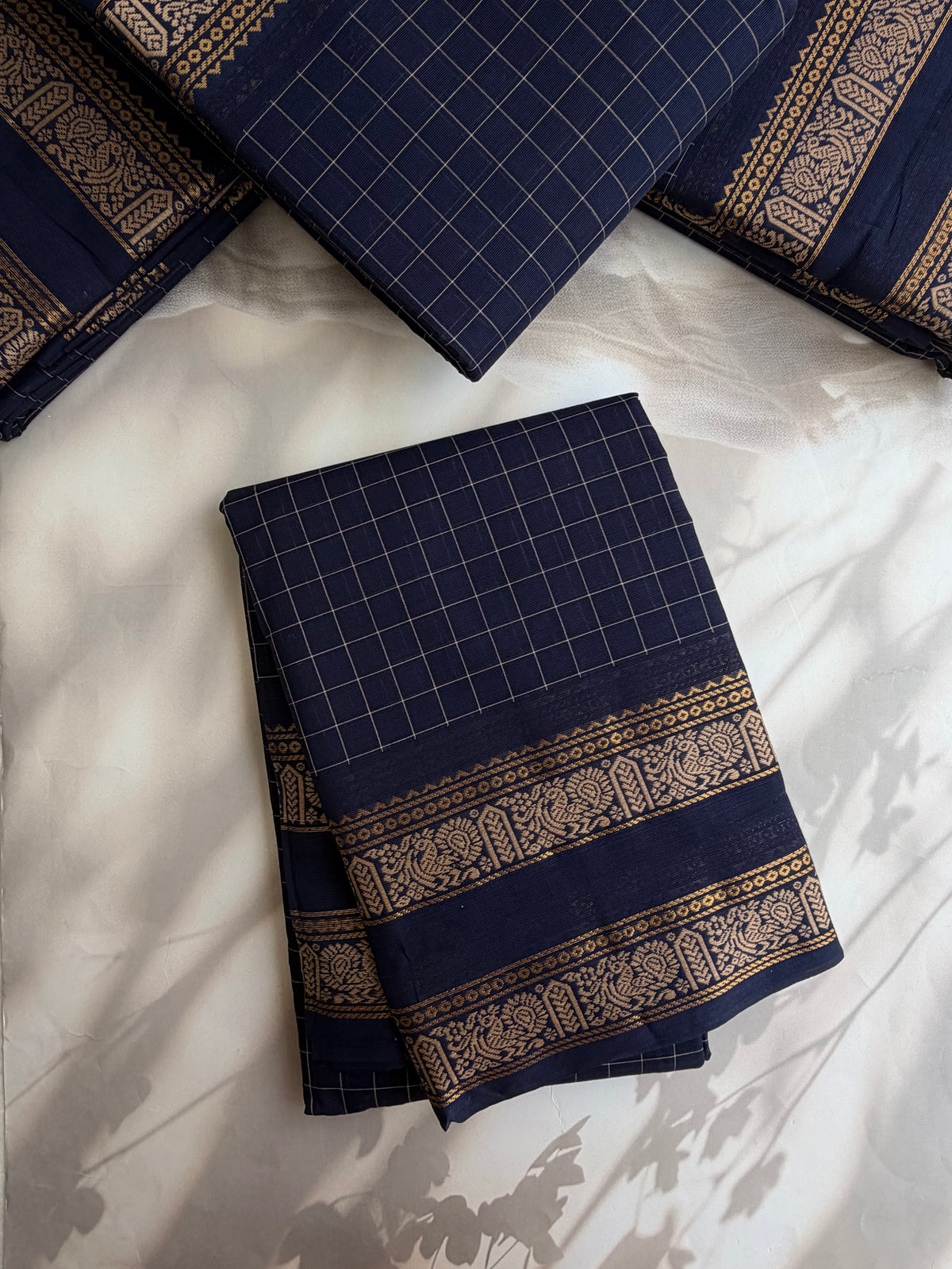 Kanchi cotton saree in kattam pattern