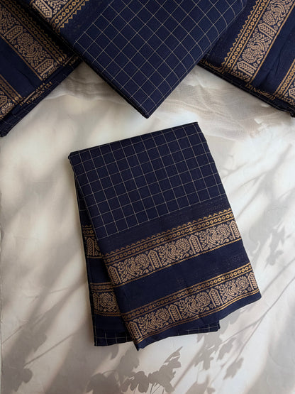 Kanchi cotton saree in kattam pattern