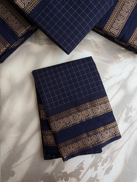 Kanchi cotton saree in kattam pattern