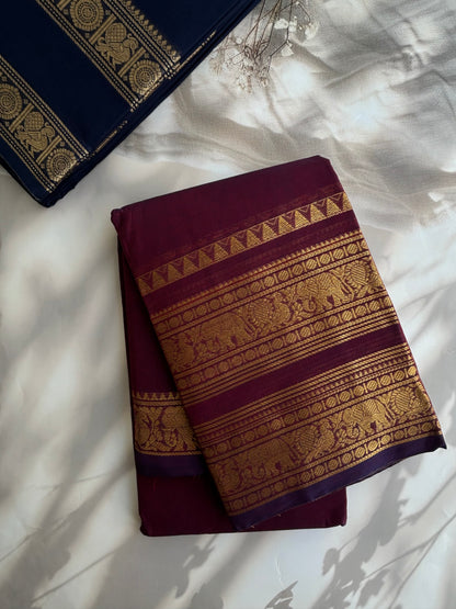 Kanchi cotton saree with rettapett border