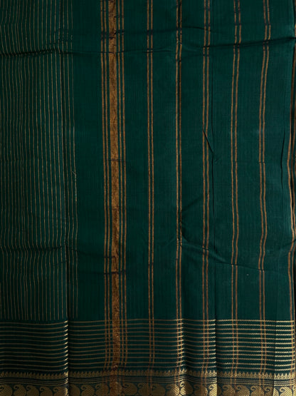 Kanchi cotton saree with Vairaoosi weaves green