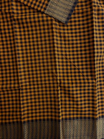Kanchi cotton saree in kattam pattern - multicolor