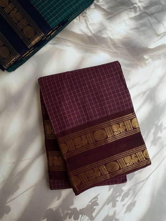 Kanchi cotton checks saree