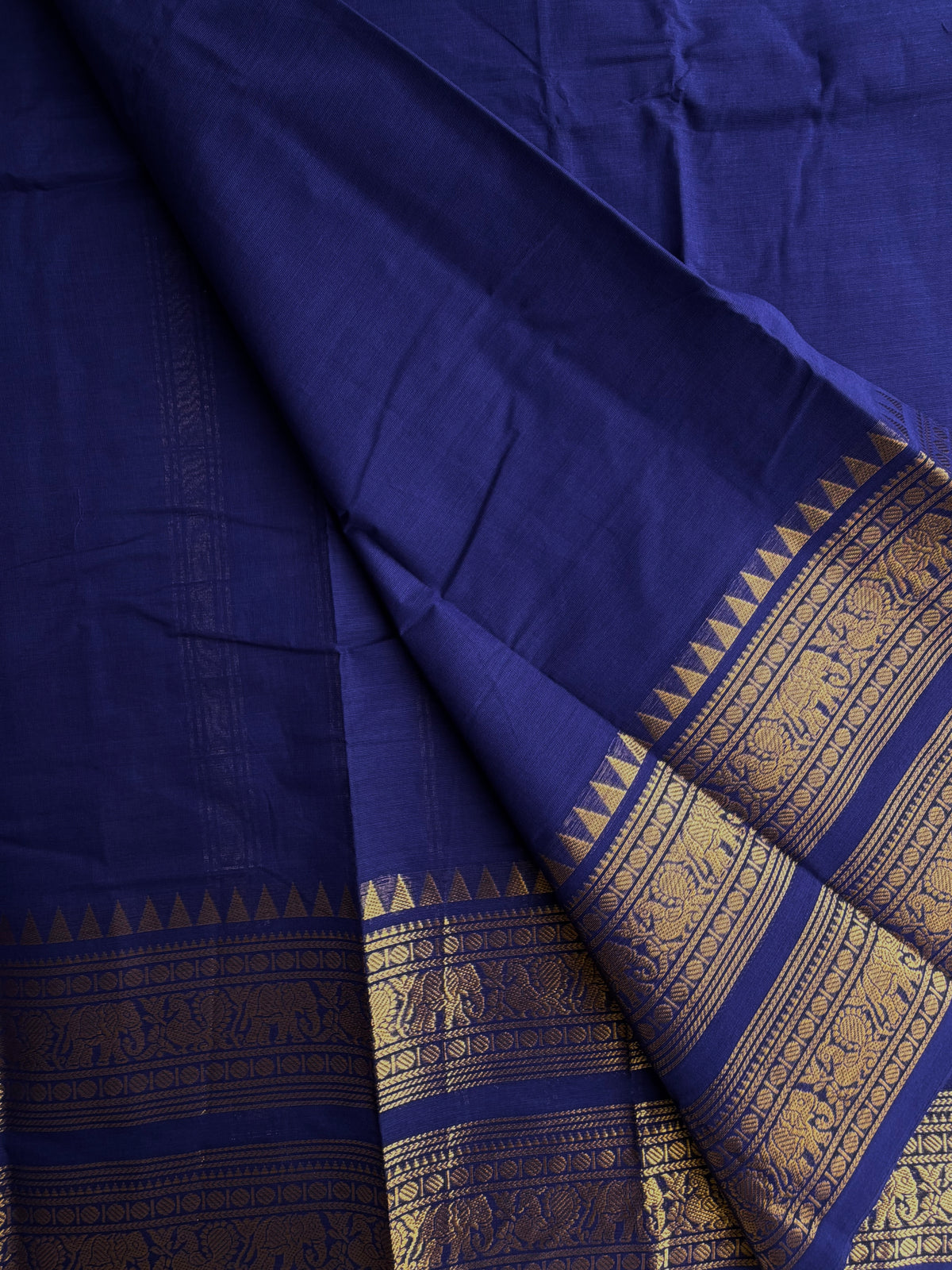 Kanchi cotton saree with rettapet border blue