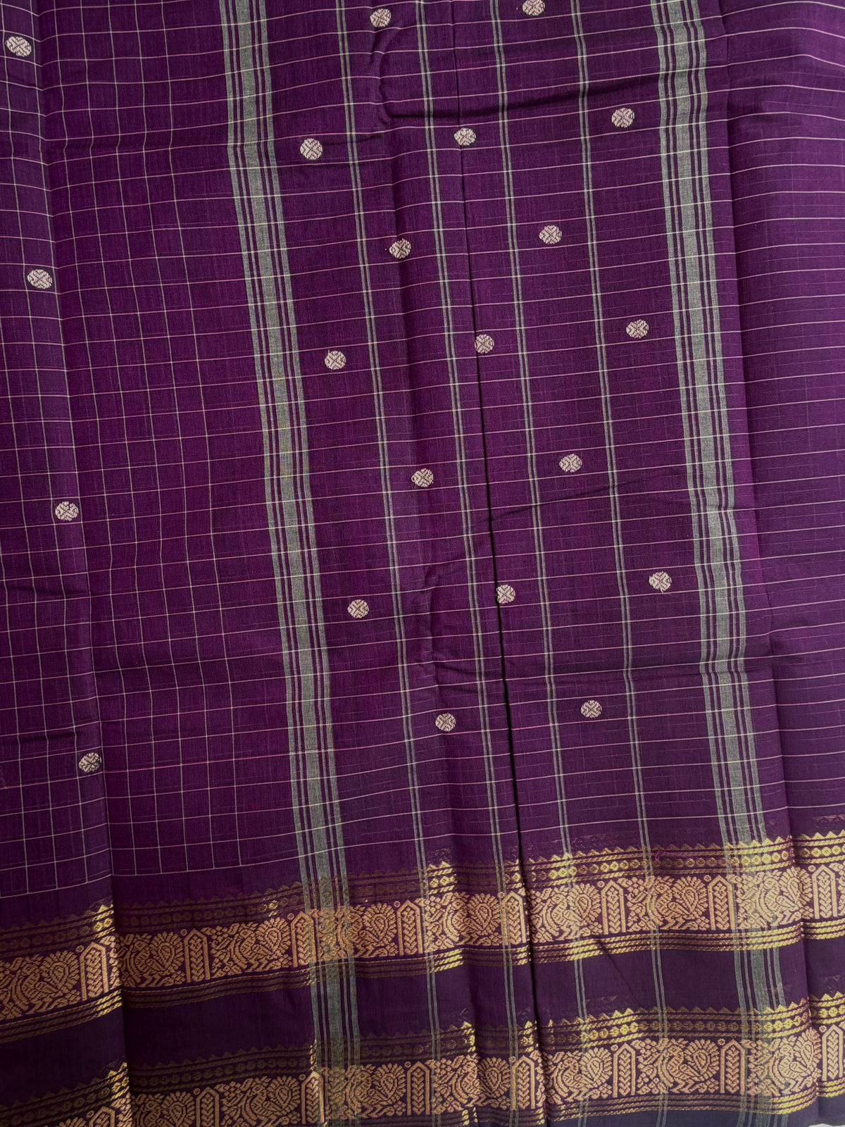 Kanchi cotton saree with kattam & butta weaves