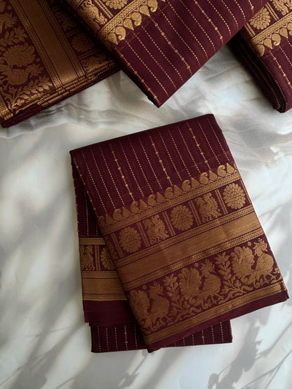 Kanchi cotton Vairaoosi weaves & grand pallu Brown