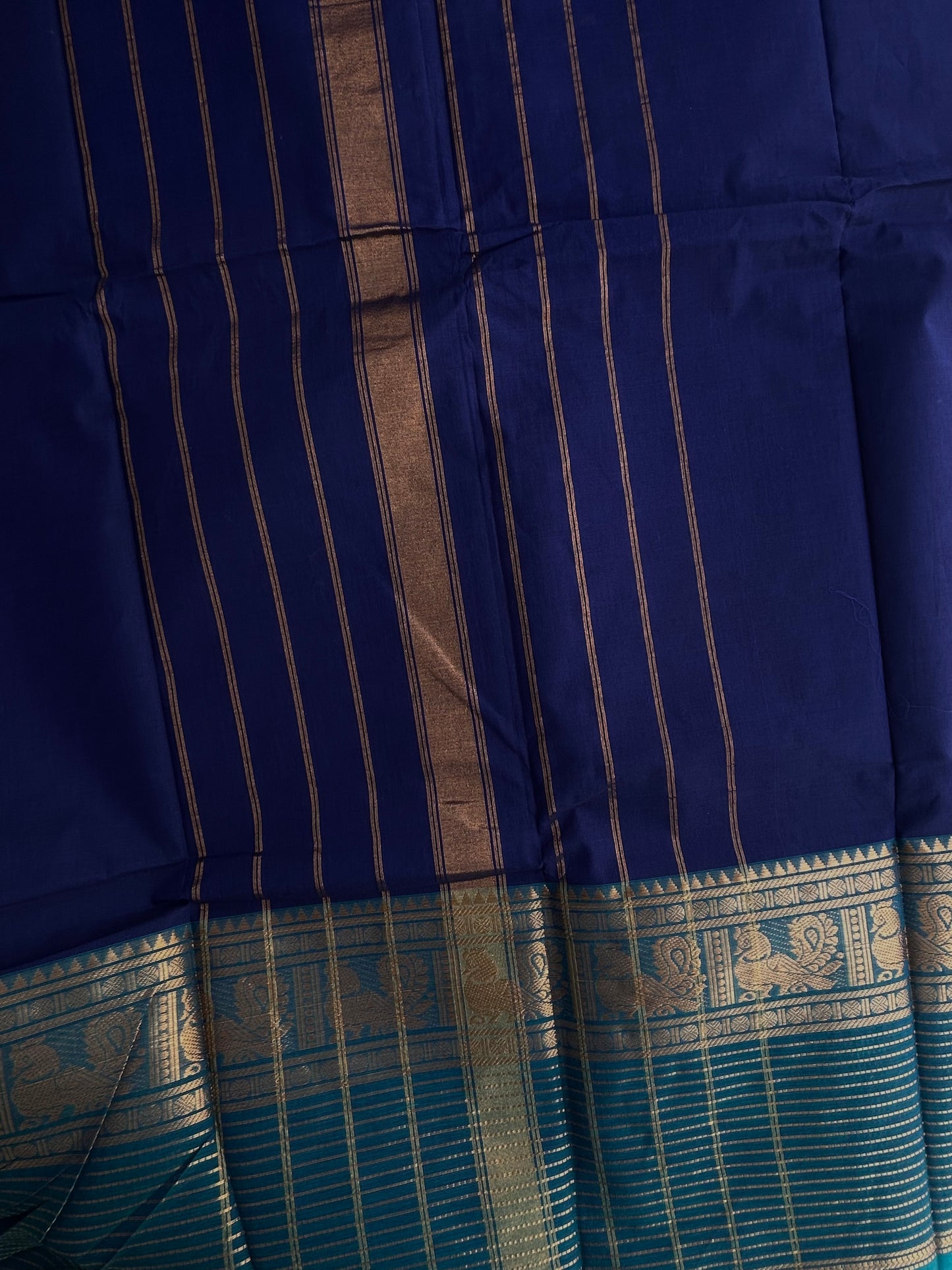 Kanchi cotton saree with zari lines border