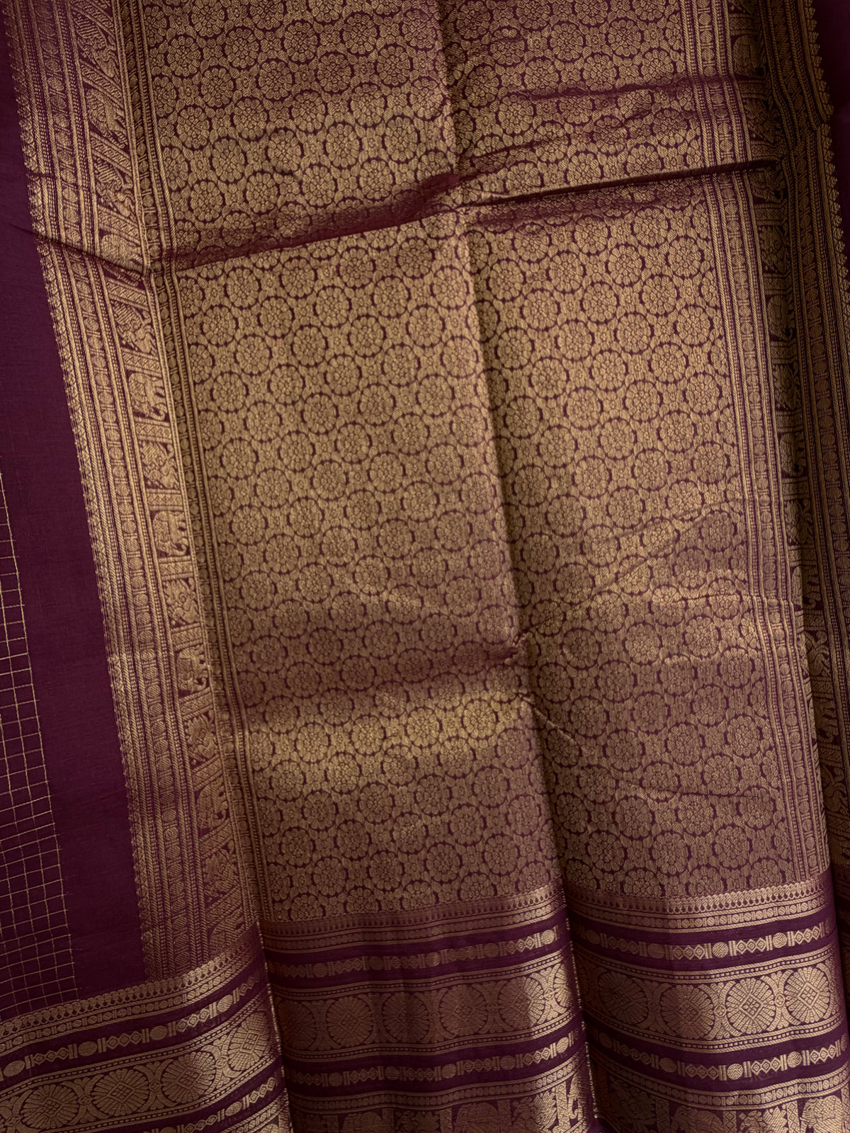 Kanchi cotton saree with zari kattam & butta weaves with grand pallu - brown