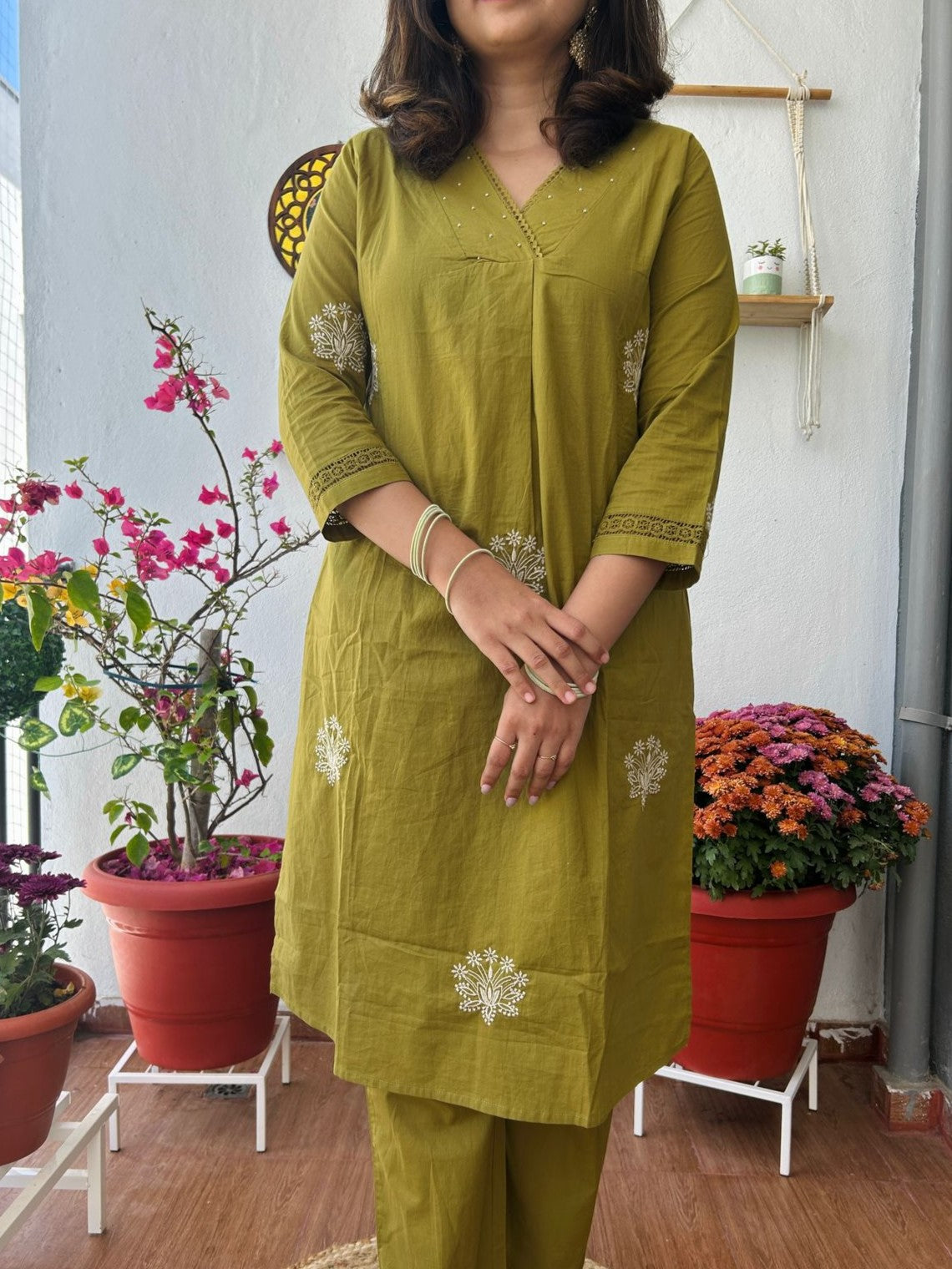 Cotton Co Ord set with embroidery