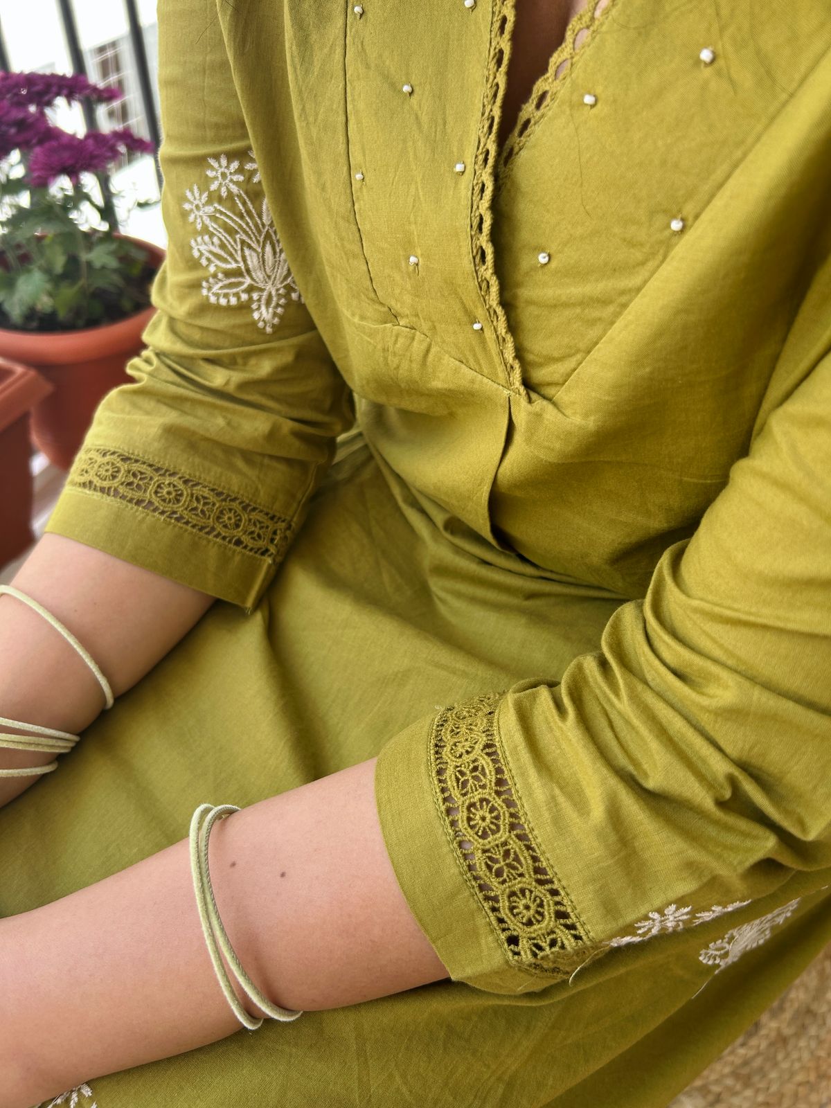 Cotton Co Ord set with embroidery