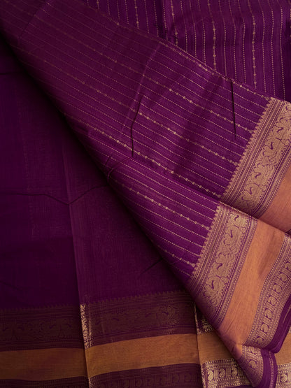 Kanchi Cotton saree with Vairaoosi weaves & grand pallu - violet
