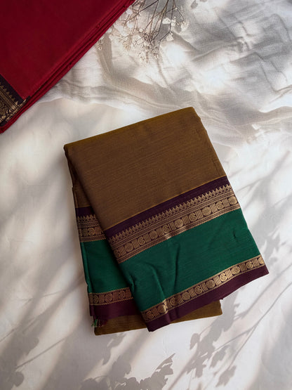 120 mercerised Kanchi cotton saree with zari butta and grand pallu
