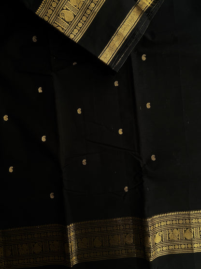 Kanchi cotton saree with butta weaves black