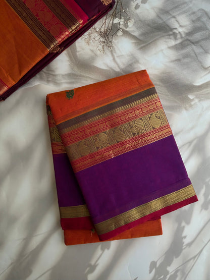 Kanchi cotton with annam zari butta weaves & grand pallu