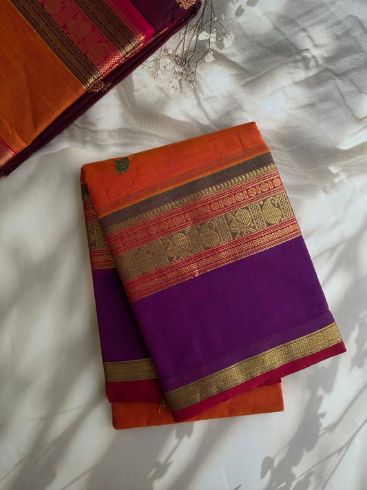 Kanchi cotton with annam zari butta weaves & grand pallu