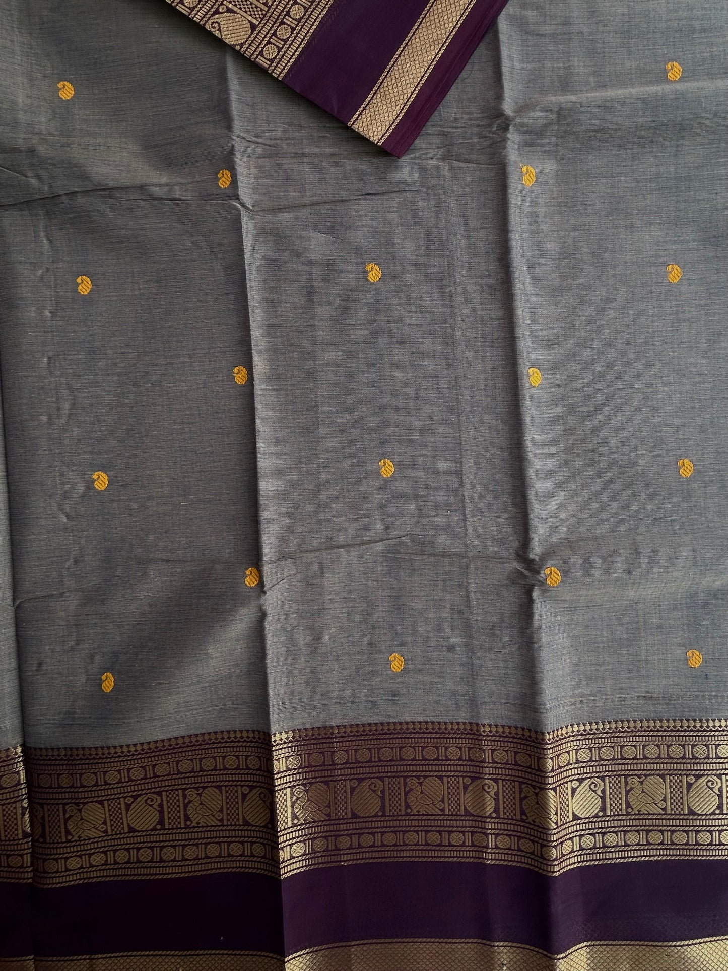 Kanchi cotton saree with butta weaves