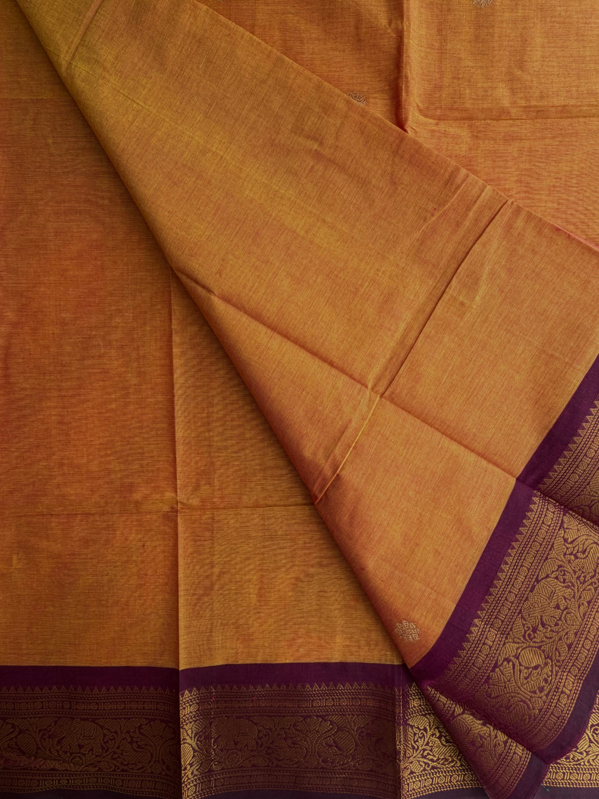 Kanchi cotton saree with butta weaves & zari pallu