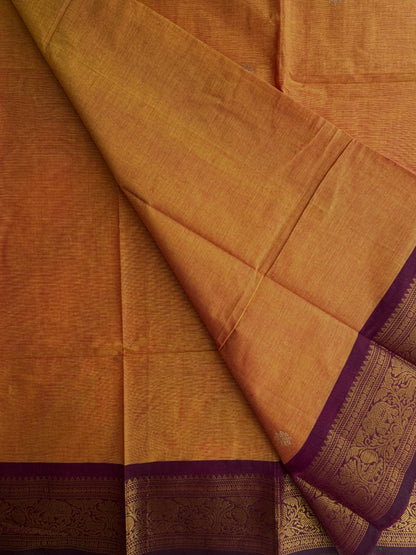 Kanchi cotton saree with butta weaves & zari pallu