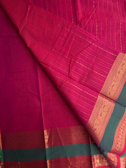 Kanchi Cotton saree with Vairaoosi weaves & grand pallu - pink