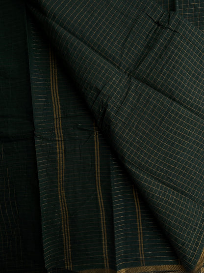 Sungudi cotton saree in checks - dark green