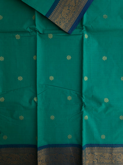 Kanchi cotton saree with butta weaves