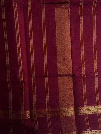 Kanchi cotton saree in Vairaoosi pattern maroon