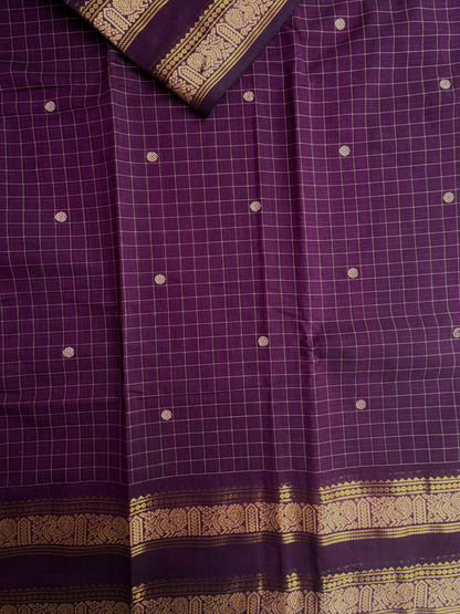 Kanchi cotton saree with kattam & butta weaves