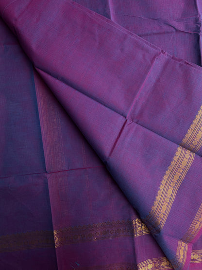 Kanchi cotton saree with zari border dual tone