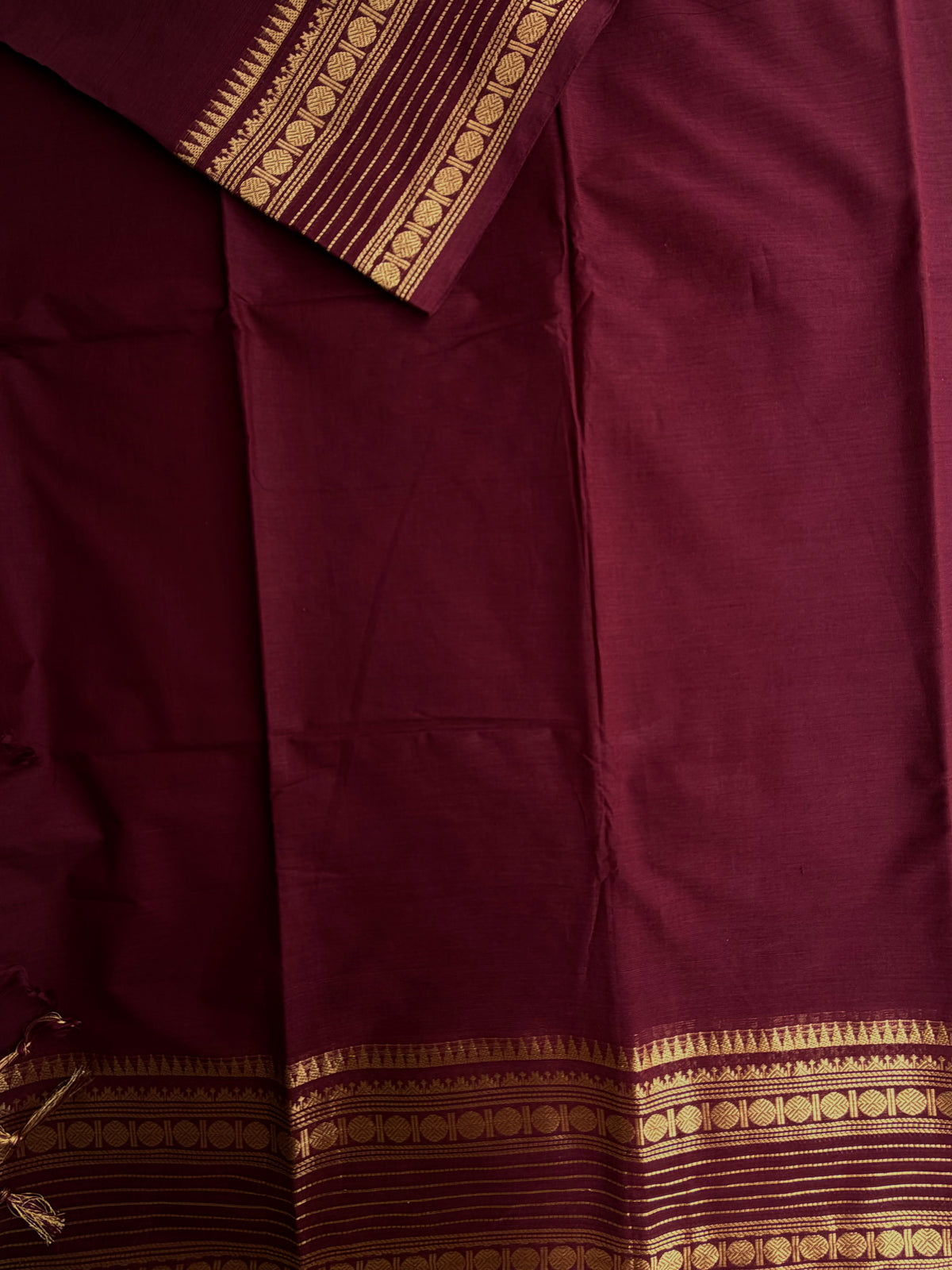 Kanchi cotton saree with zari weaves maroon