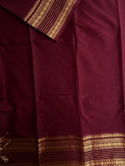 Kanchi cotton saree with zari weaves maroon