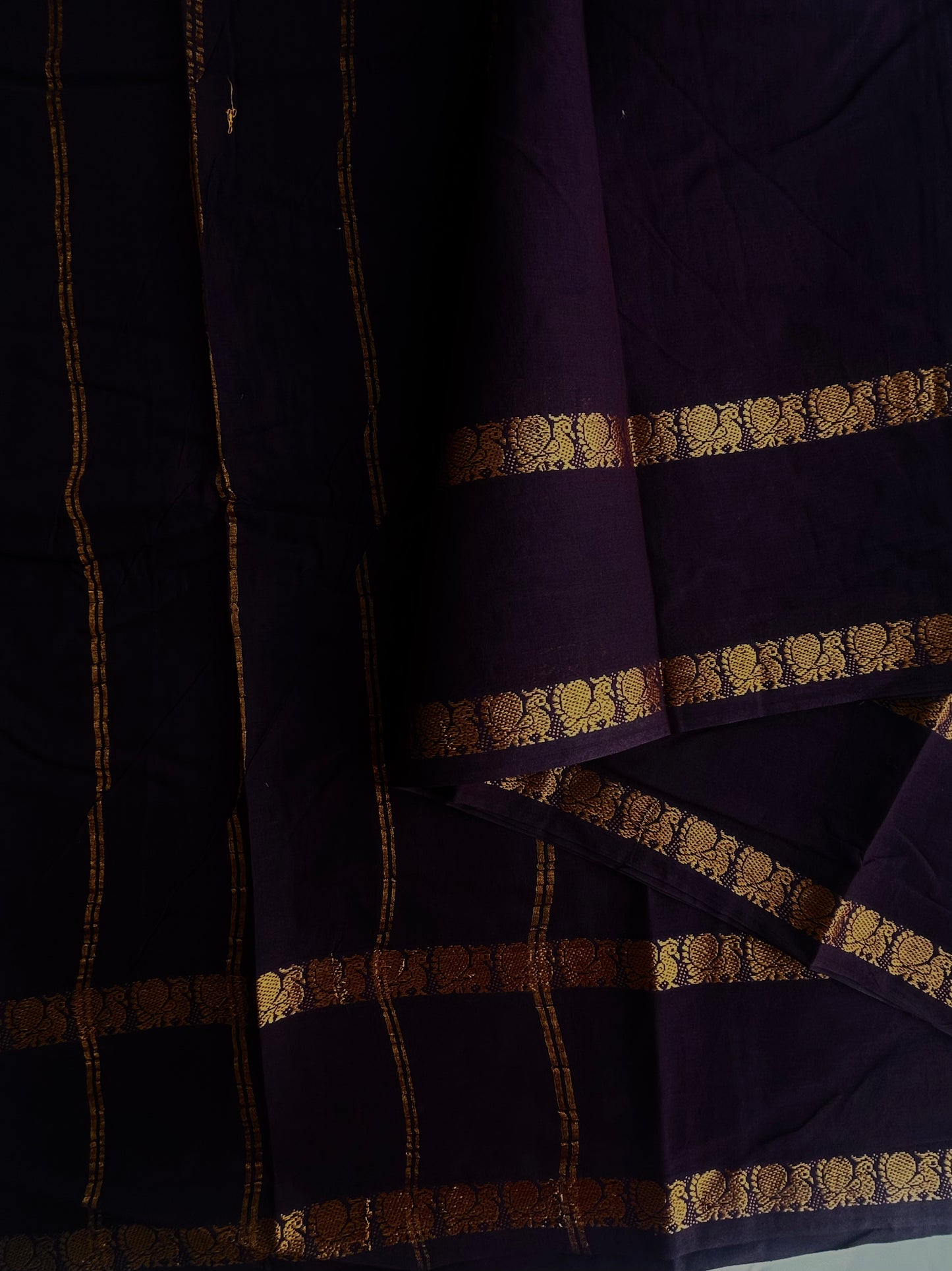 Sungudi Cotton saree with peacock border
