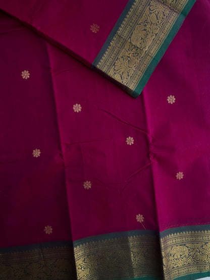 Kanchi Cotton saree with butta weaves and grand pallu