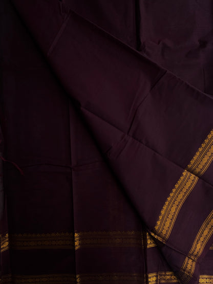Brown Kanchi cotton saree with zari border