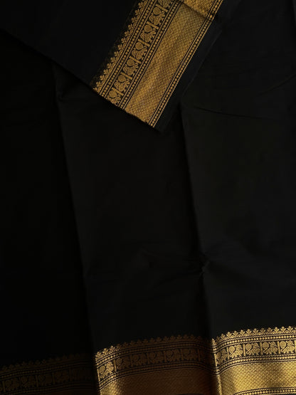 Kanchi cotton saree with zari weaves black