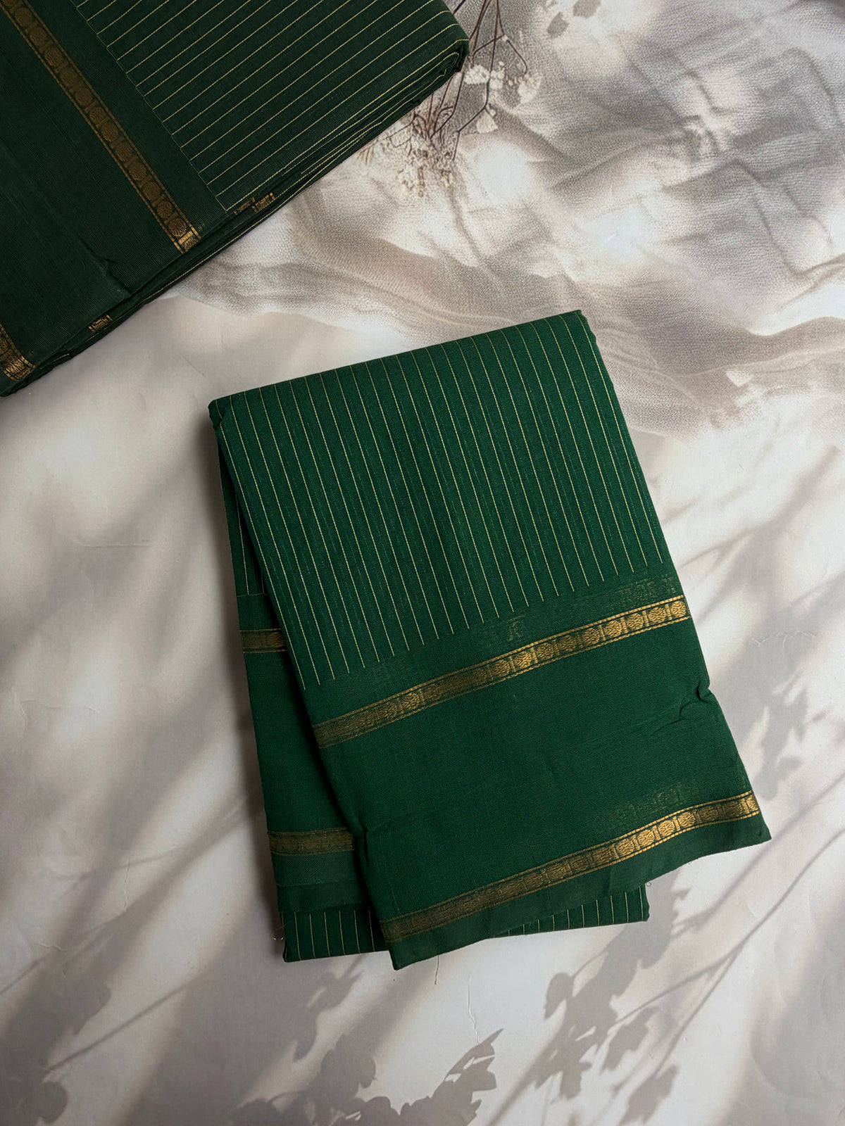 Kanchi cotton saree with vairaoosi weaves green