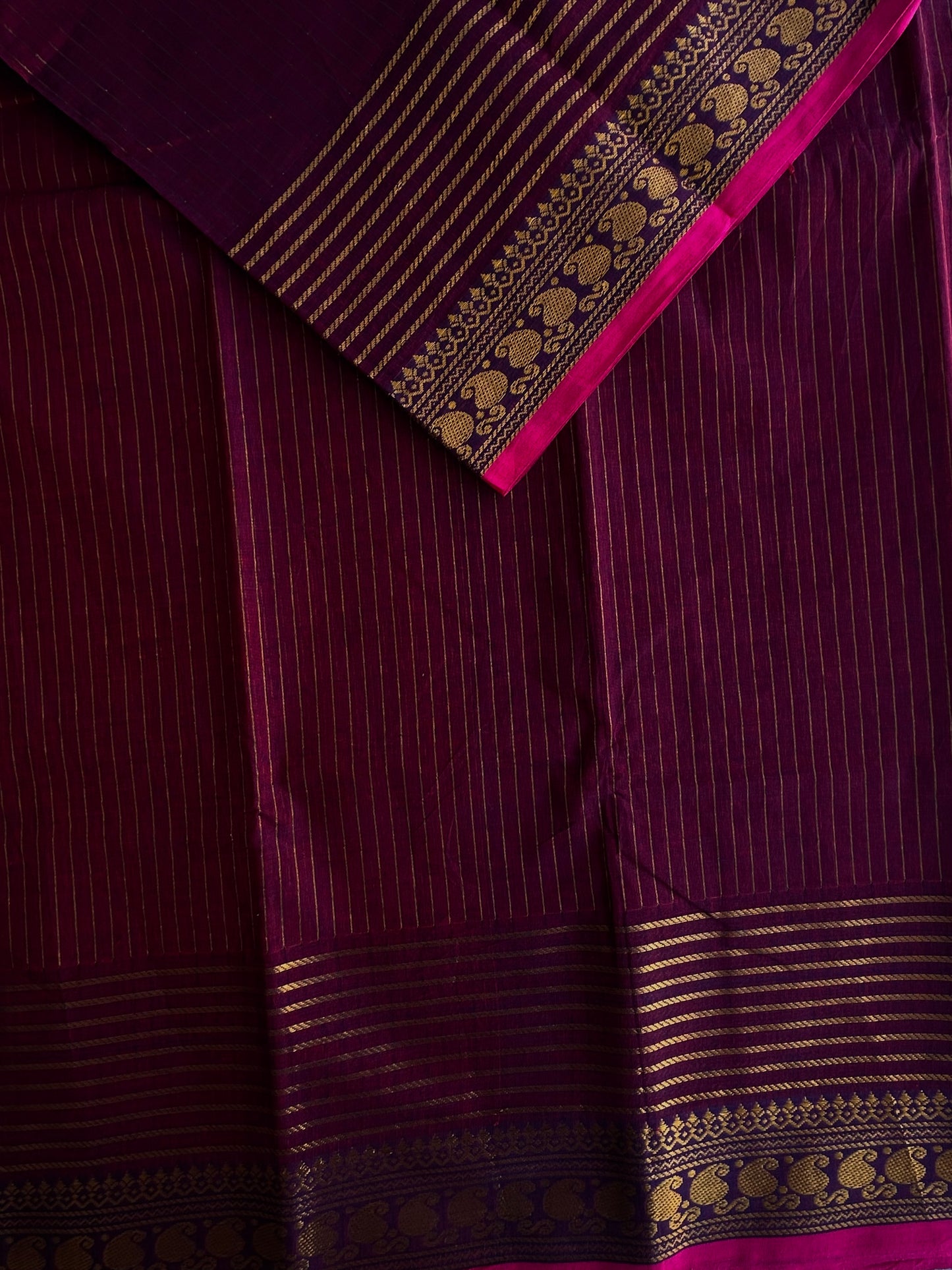 Kanchi Vairaoosi Cotton saree deep pink