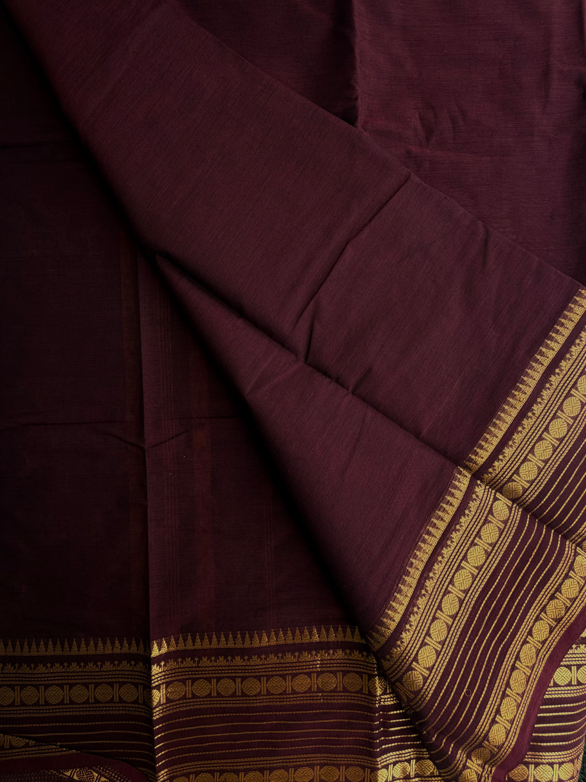 Kanchi cotton saree with zari weaves brown