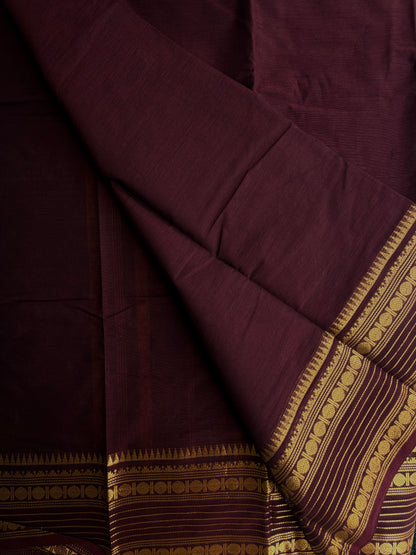 Kanchi cotton saree with zari weaves brown