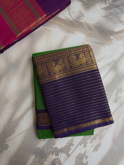 Kanchi cotton saree with zari lines border