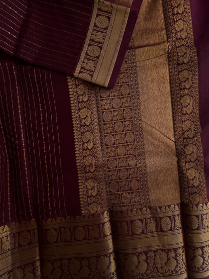 Kanchi cotton Vairaoosi weaves & grand pallu Brown
