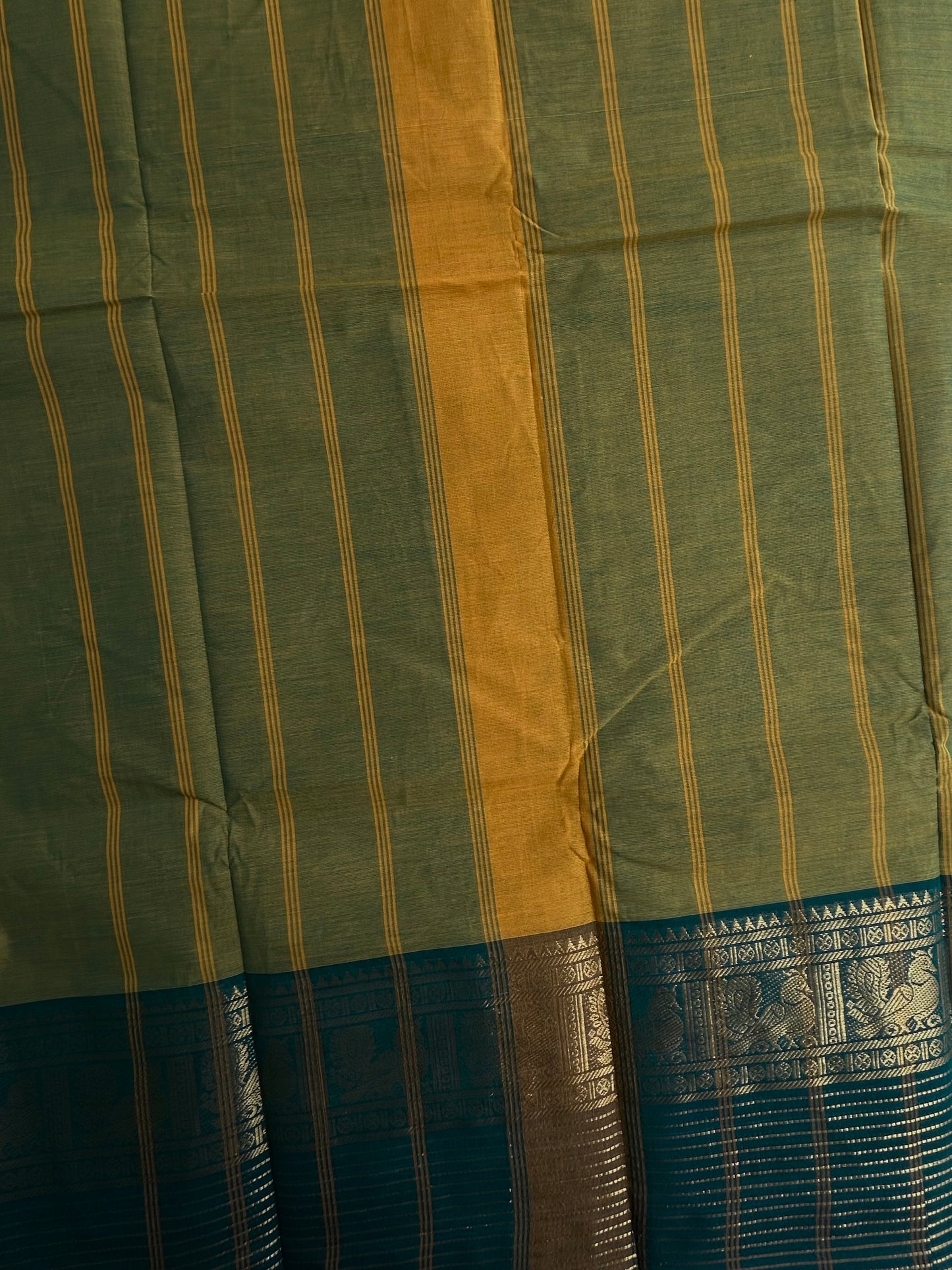 Kanchi cotton saree with zari lines weaves