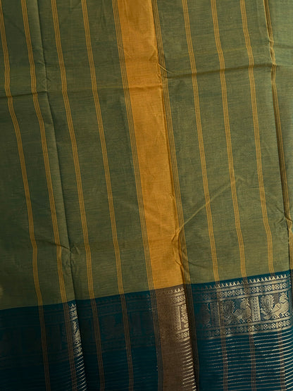 Kanchi cotton saree with zari lines weaves