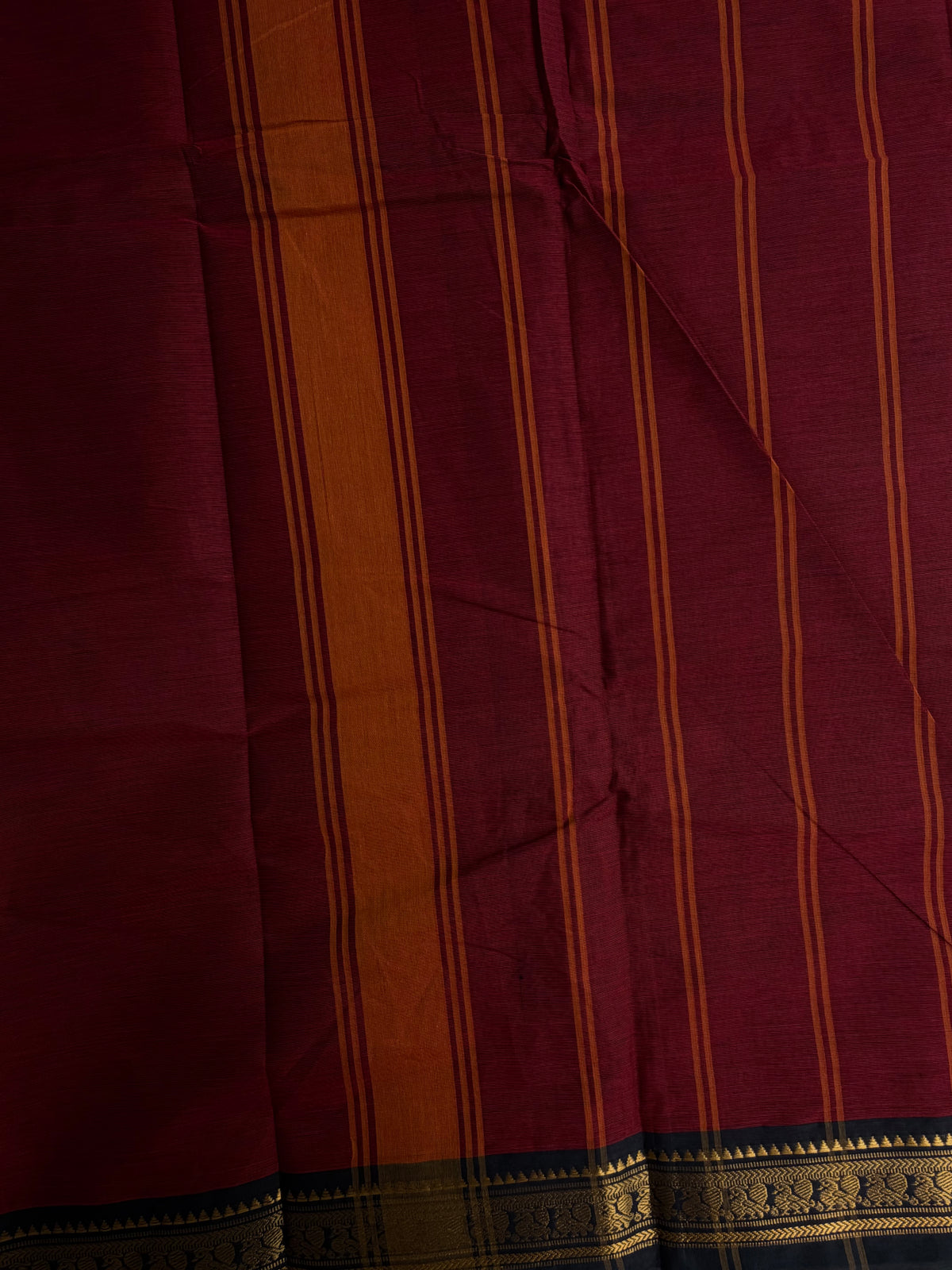 Kanchi cotton saree - maroon with black border