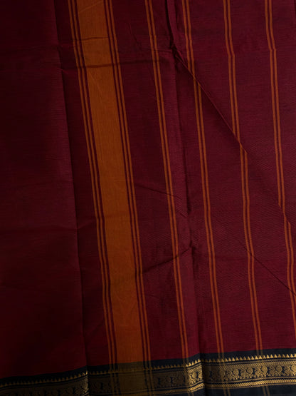 Kanchi cotton saree - maroon with black border