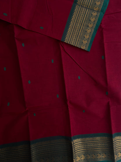 Kanchi cotton saree with butta weaves